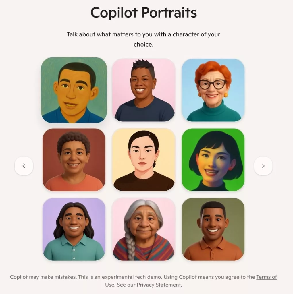 CoPilot با ویژگی Portraits به شما امکان ساخت آواتار انسانی می‌دهد